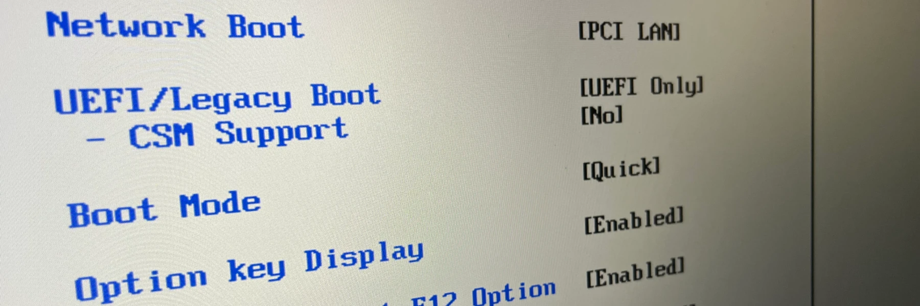 UEFI main menu